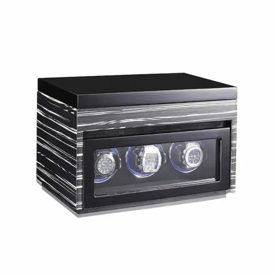 Triple Watch Winder with 6 Extra Storage