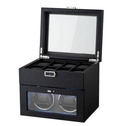 Roroos watch winder and storage box closed exterior view with lock Overview