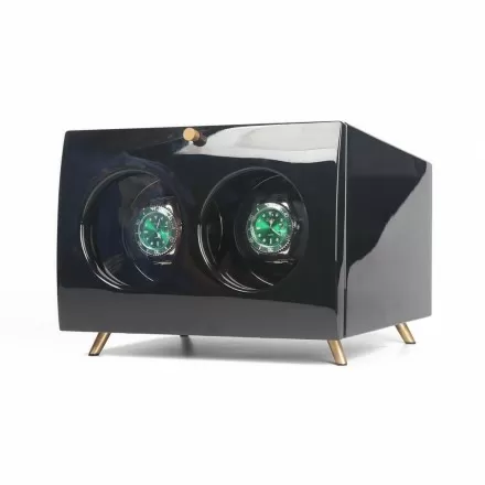 Black Vintage Watch Winder Box for 2 Watches Overview