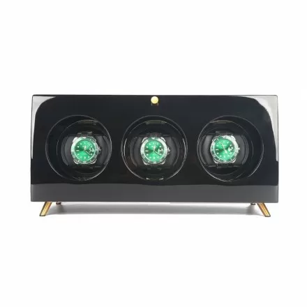 Black Wooden Rolex Box Watch Winder Box for 3 Watches
