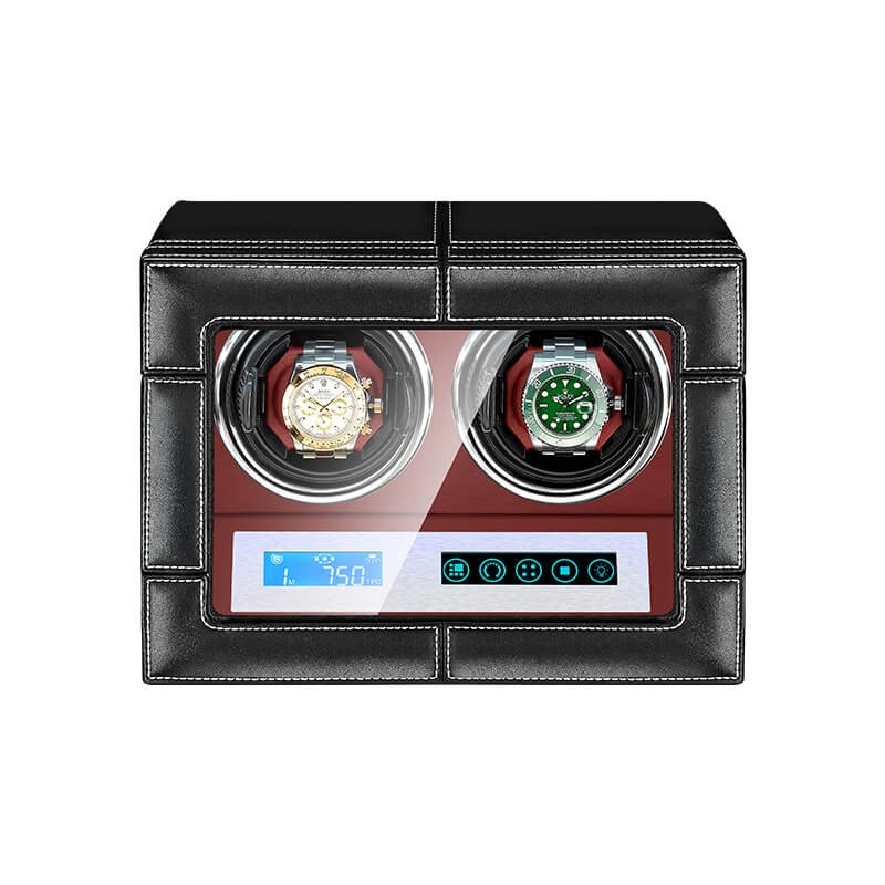 Enrollador de reloj inteligente Doubel con superficie de PU e interior rojo