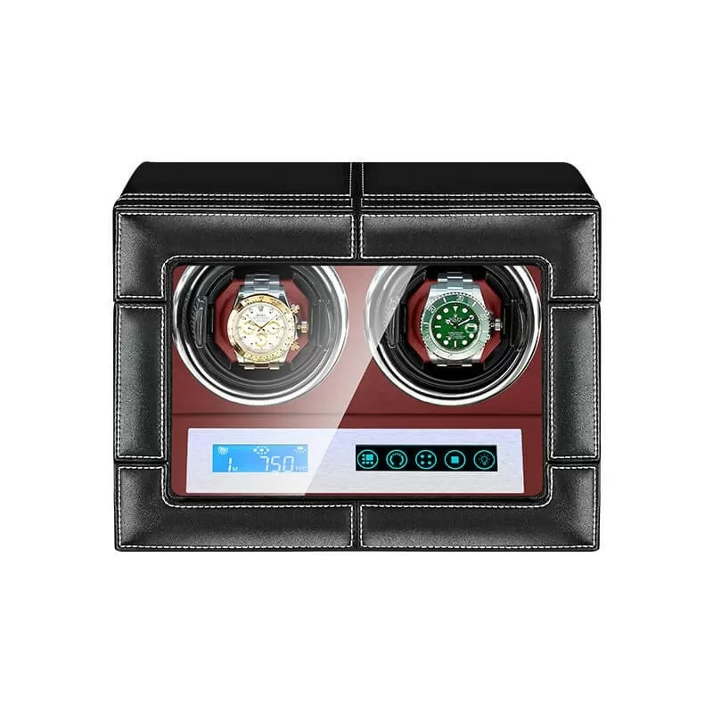 Enrollador de reloj inteligente Doubel con superficie de PU e interior rojo