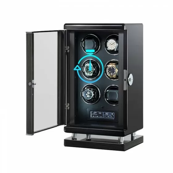 Avvolgitore per orologi automatici - Adatto per 6 orologi in legno con touch screen LCD