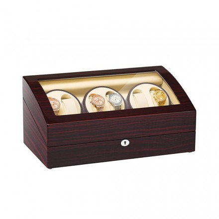 Classic Ebony Six Pieces Watch Winder With Beige Interior