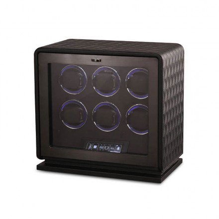 Luxury 6 Watch Winder in Black Leather Overview