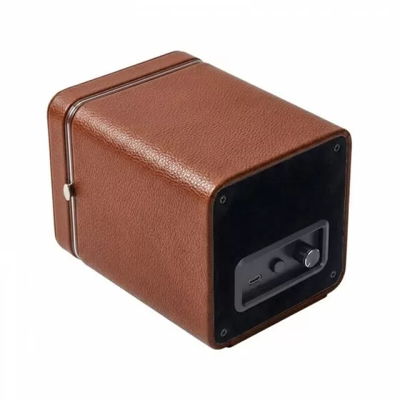 Mahogany leather single automatic watch winder box by Roroos, back view
