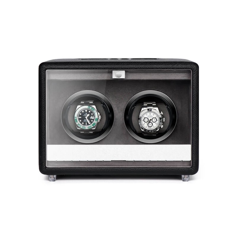 Enrollador doble de cuero clásico para dos relojes automáticos — Roroos