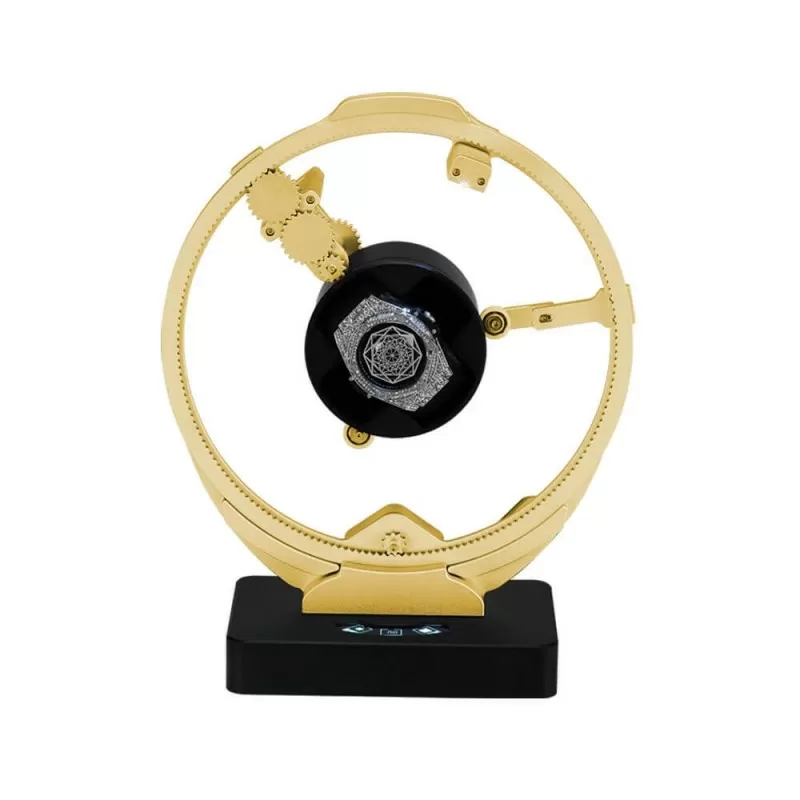 Roroos Planetary Gear Single Watch Winder in gold – luxury orbital gyroscope automatic watch winder