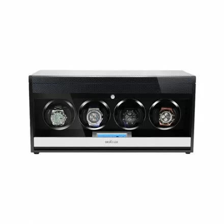 Carbon Fiber Four Watch Winder with Drawer