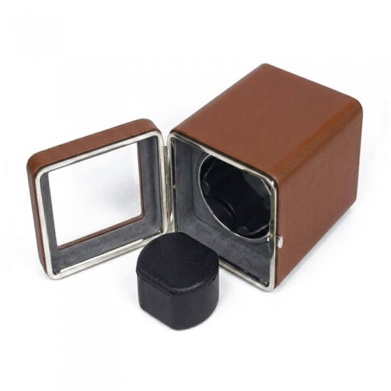 Mahogany leather automatic watch winder on dresser – Singapore luxury watch accessory