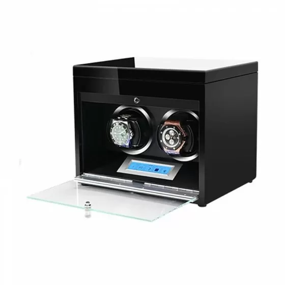 2 Watch Winder in Black with Extra Storage Area