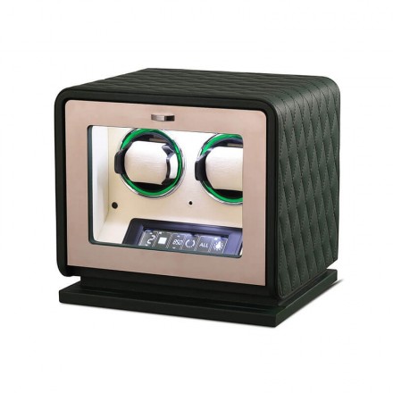 Caja enrolladora Rolex de cuero verde para 2 relojes automáticos Descripción general