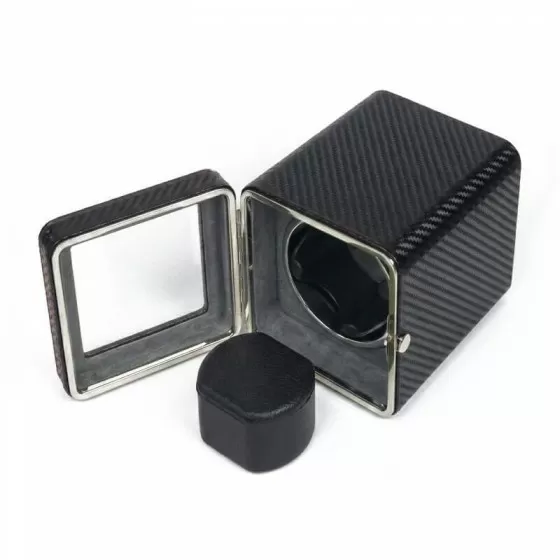 Roroos carbon fiber single watch winder box - opened