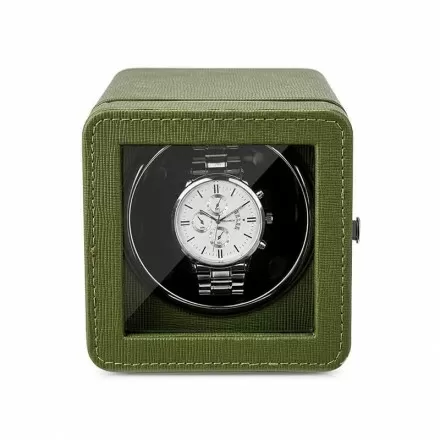 Precisión en verde oliva: Caja de reloj individual de cuero verde oliva