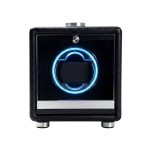 Single Watch Winder with Floating LED Halo Ring | PU Leather Cube Design