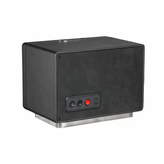 Close-up of black PU leather exterior and stitching on Roroos double watch winder