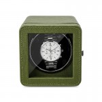 Precision in Olive: Green Leather Single Watch Winder