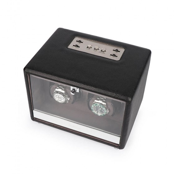 Retro del carica orologi doppio Roroos Classic Leather con ingressi alimentazione e controller