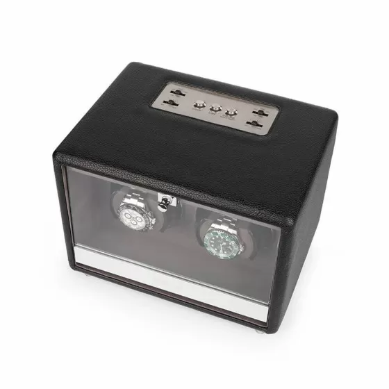 Retro del carica orologi doppio Roroos Classic Leather con ingressi alimentazione e controller