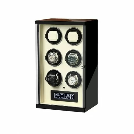 Touch Control Watch Winder for Automatic Watches With 6 Slots - Beige Interior Overview