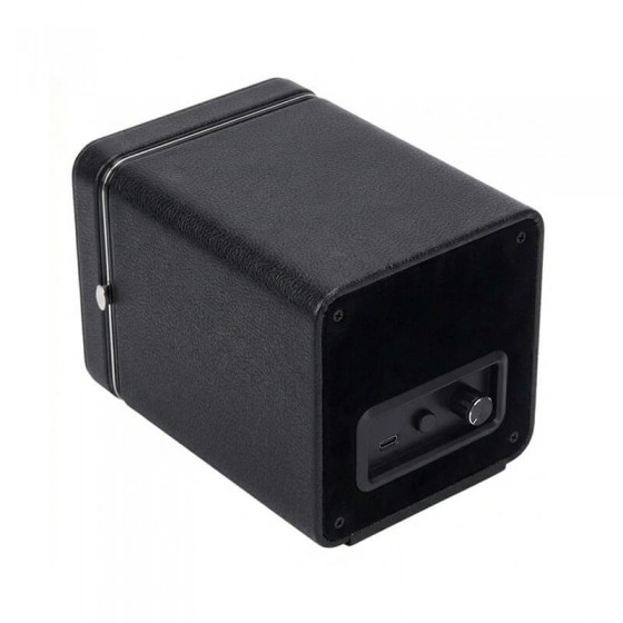 Nappa premium black leather single automatic watch winder box by Roroos, back view