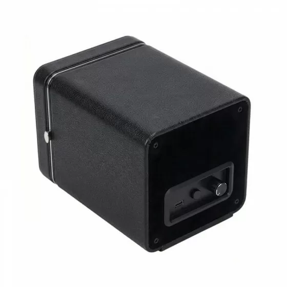 Nappa premium black leather single automatic watch winder box by Roroos, back view