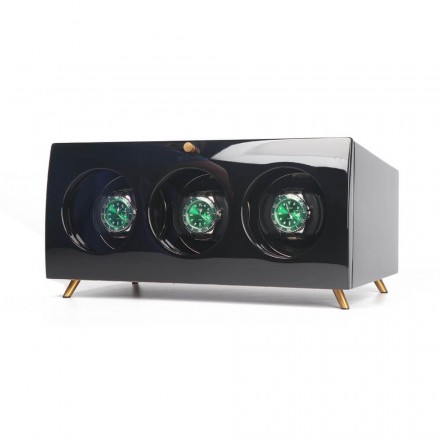 Black Wooden Rolex Box Watch Winder Box for 3 Watches Overview