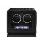 Remontoir de montre double de luxe avec cuir noir pour montres automatiques