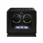 Remontoir de montre double de luxe avec cuir noir pour montres automatiques