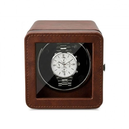 Caja de Reloj Automática Individual en Cuero Caoba