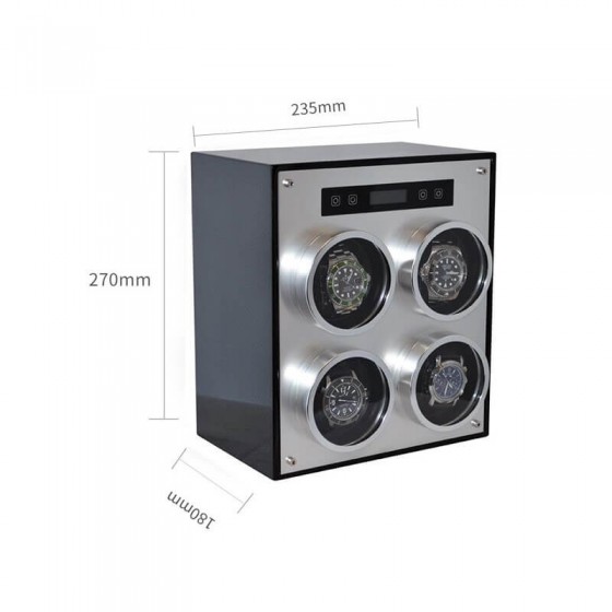 Quad Metal Watch Winder with Cover - Carbon Fiber