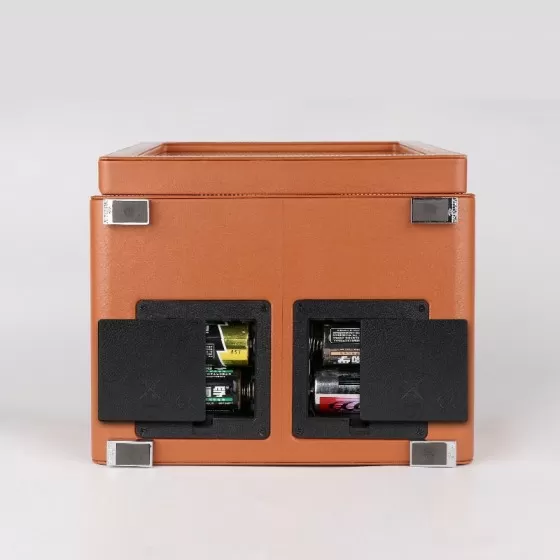 Brown Leather LCD Touch Automatic Double Watch Winder