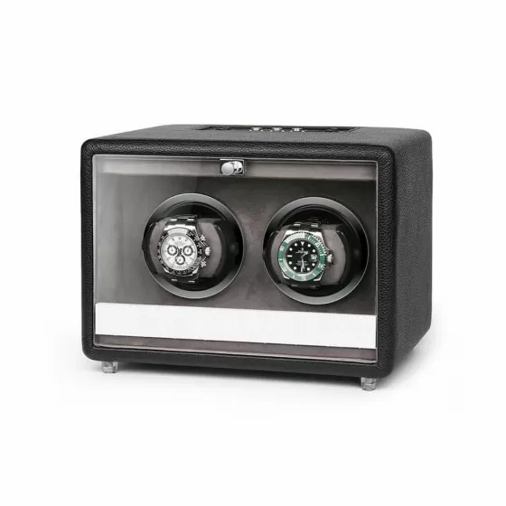 Vista en ángulo del Roroos Classic Leather Double Watch Winder