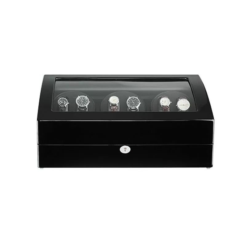 Remontoir de montre automatique noir six avec 7 espaces de stockage supplémentaires