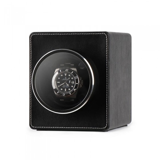 Quiet Japanese motor inside Roroos black leather single automatic watch winder