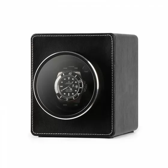 Quiet Japanese motor inside Roroos black leather single automatic watch winder