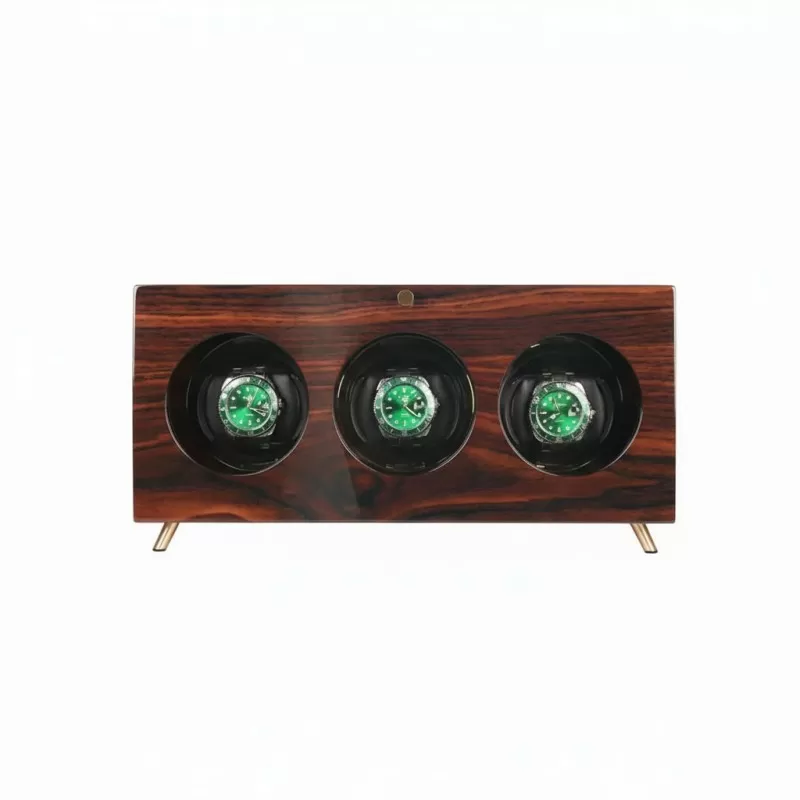 Solid wood automatic watch winder box for 3 watches with quiet motor – Roroos