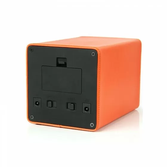 Single Watch Winder in Orange PU Leather with Aluminium Window