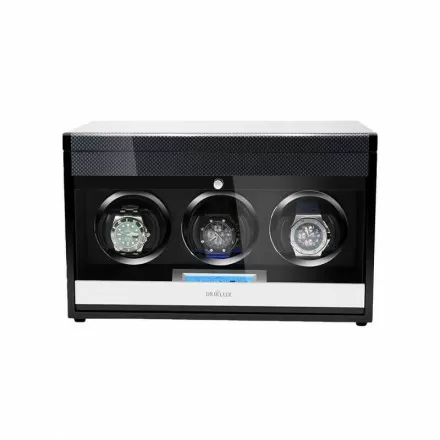Caja enrolladora de reloj de fibra de carbono hecha a mano de lujo con cajón