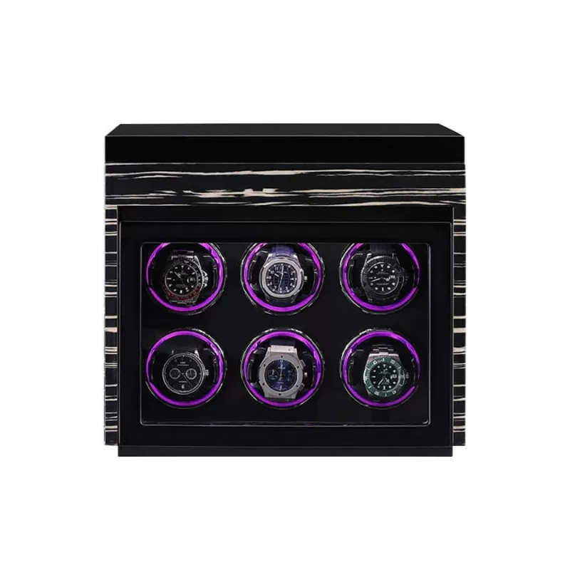 Roroos 6-watch winder with 6-watch display storage and RGB lighting