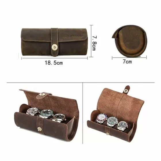 Side-by-side comparison of Roroos top grain and genuine leather watch rolls