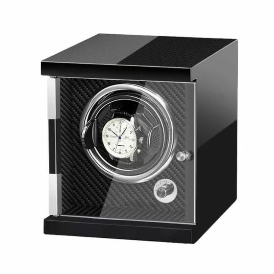 Remontoir de montre simple en bois vertical - Style en fibre de carbone