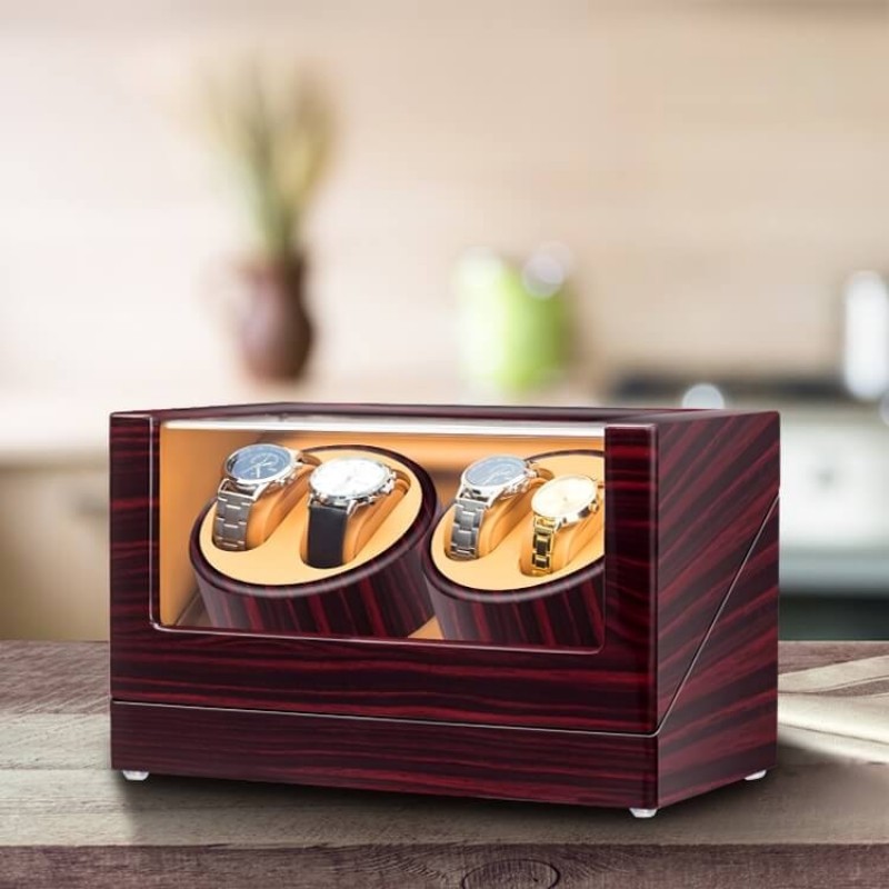 Ebony Four Watch Winder With Almond interior