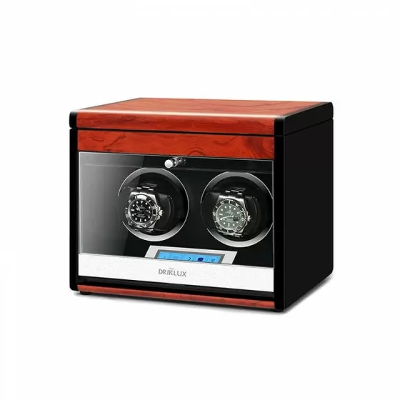 Double watch winder with pull-out velvet drawer for storage