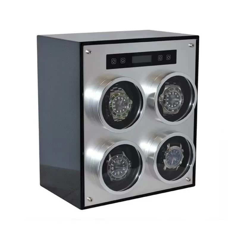Devanadera de reloj de metal cuádruple con tapa - Fibra de carbono