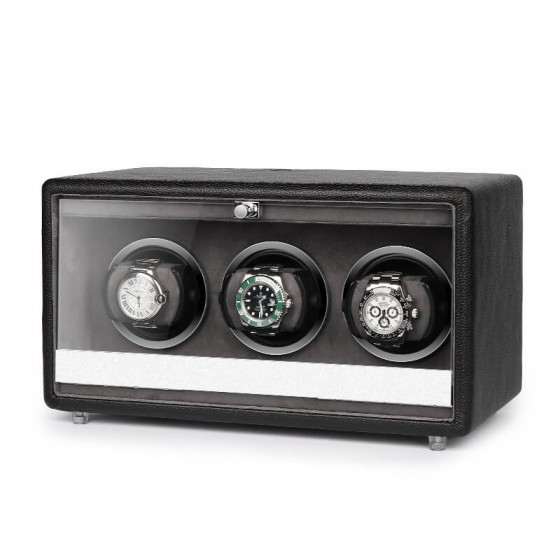 Vista angolata del carica orologi 3 posti in pelle Roroos Classic Leather – design elegante