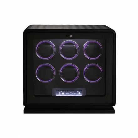 Luxury 6 Watch Winder in Black Leather