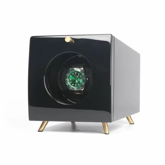 Wooden Retro Single Rolex Watch Winder - angled view