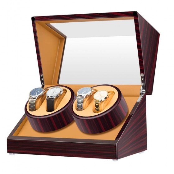 Ebony Four Watch Winder With Almond interior