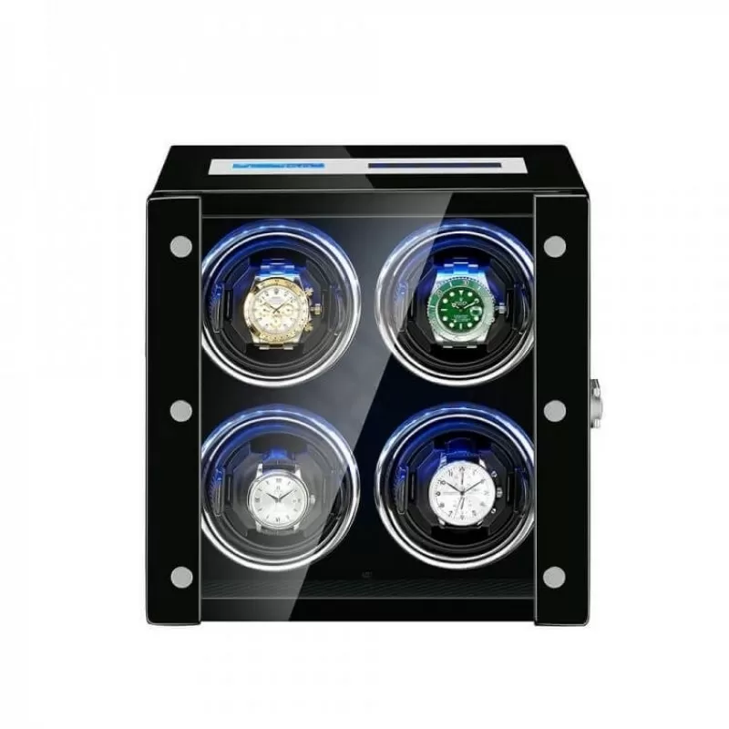 Roroos 4 watch winder with LCD touch screen in black — automatic watch winder UK